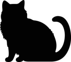 Exotic Shorthair Cat  black silhouette vector