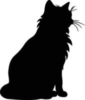 American Curl Cat  black silhouette vector