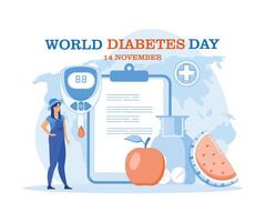 World diabetes day. Medicine diabetes concept.  flat vector modern illustration