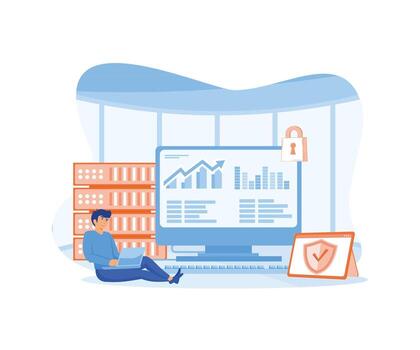 Hacker, Hacker attack and web security. flat vector modern illustration