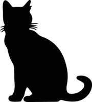 Khao melena gato negro silueta vector