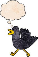 cartoon duck running and thought bubble in grunge texture pattern style png