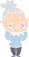 mujer llorando de dibujos animados de estilo de color plano png