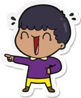 sticker of a laughing cartoon man pointing finger png