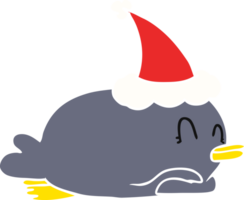 pingüino acostado boca abajo con gorro de Papá Noel png