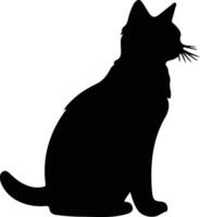 Cymric Cat  black silhouette vector