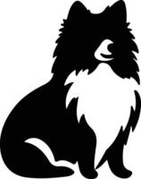 American Eskimo Dog   black silhouette vector