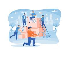 Online assistant at work. People searching for new ideas solutions, working together in the company, brainstorming, collaboration. flat vector modern illustration