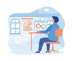 Programmer. Developer creates software and programming code.  flat vector modern illustration