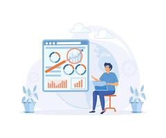 Data driven business model abstract. Data analytics, data driven business, comprehensive strategy, new economic model.  flat vector modern illustration