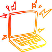 ligne de gradient chaud dessinant un ordinateur portable de dessin animé png
