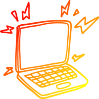 warm gradient line drawing cartoon laptop computer png