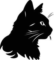 American Wirehair Cat  silhouette portrait vector