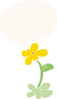 cartoon flower and speech bubble in retro style png