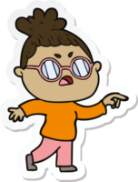 adesivo de uma mulher irritada de desenho animado png