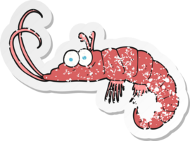 retro distressed sticker of a cartoon shrimp png