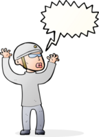 cartoon security man panicking with speech bubble png