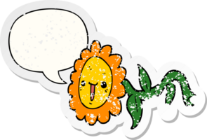 cartoon bloem en tekstballon noodlijdende sticker png