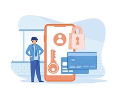 Characters who use to Protect Personal Data. flat vector modern illustration