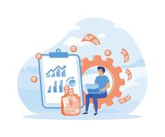 Active income. Male employee planning profit making strategy, financial statistics. flat vector modern illustration