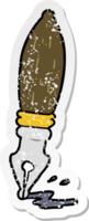 distressed sticker of a cartoon pen png