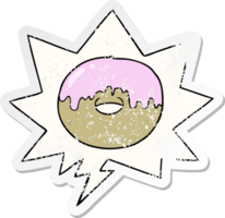 cartoon donut and speech bubble distressed sticker png