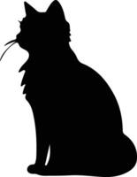 Cymric Cat  black silhouette vector