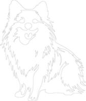 American Eskimo Dog  outline silhouette vector