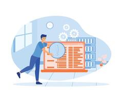 Management information system. man look at information data to provide information to users with the same needs. flat vector modern illustration flat vector modern illustration