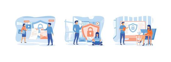 Data protection. Protecting personal data. Internet security. Data protection 1 set flat vector modern illustration