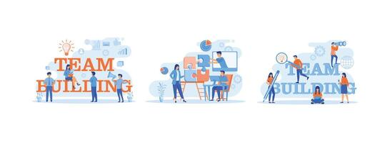 Team building concept, People working together, Group of people gather and work together to get good business results. Team Building set flat vector modern illustration