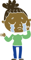 flat color style cartoon crying woman png