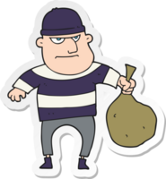 sticker of a cartoon burglar with loot bag png