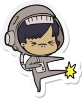 sticker of a angry cartoon space girl stubbing toe png