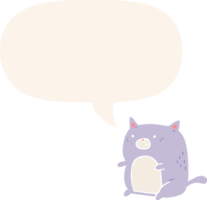 cartoon cat and speech bubble in retro style png