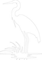heron outline silhouette vector