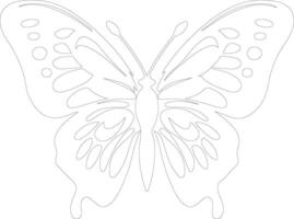 pintado dama mariposa contorno silueta vector