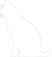 American Wirehair Cat  outline silhouette vector