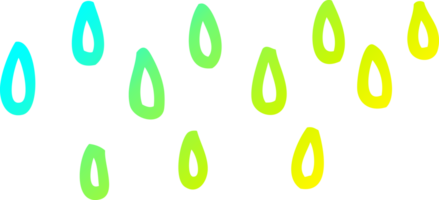 lluvia de dibujos animados de dibujo de línea de gradiente frío png