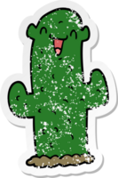 distressed sticker of a cartoon cactus png
