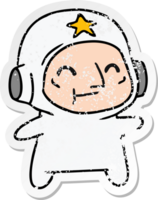 verontruste sticker cartoon van een oudere astronaut png