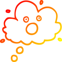 warm gradient line drawing cartoon screaming thought cloud png