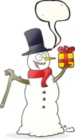 speech bubble cartoon snowman holding present png