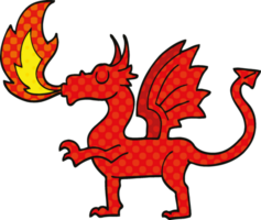 comic book style cartoon red dragon png