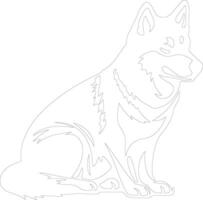 Siberian husky    outline silhouette vector