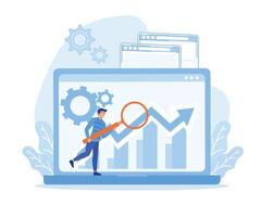 Data analysis for business finance investment, working on monitor graph dashboard. flat vector modern illustration flat vector modern illustration