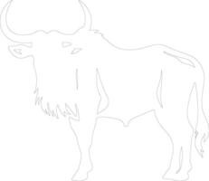 wildebeest  outline silhouette vector