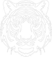 white tiger  outline silhouette vector