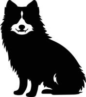 japonés perro de Pomerania silueta retrato vector