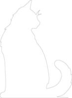 Cymric Cat  outline silhouette vector